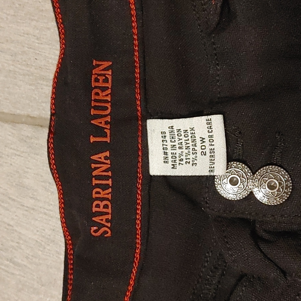 Sabrina Lauren Pants Women's 20 Wide Black Stretch Denim - Picture 3 of 8